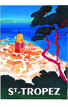 St Tropez-St Tropez France Cote d Azur Poster retrò - Luoghi ARTE Umorismo -  Fun 