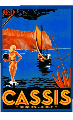 Cassis-Cassis France Cote d Azur Carteles retro - Lugares ART Humor - Fun 