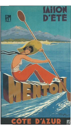 Menton-Menton France Cote d Azur Poster retrò - Luoghi ARTE Umorismo -  Fun 