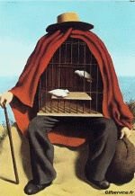 Umorismo -  Fun Morphing - Sembra Artisti pittori ricreazioni d'arte covid contenimento Getty sfida - René Magritte 