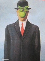 Umorismo -  Fun Morphing - Sembra Artisti pittori ricreazioni d'arte covid contenimento Getty sfida - René Magritte 