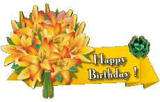Nachrichten Englisch Happy Birthday Floral 008 