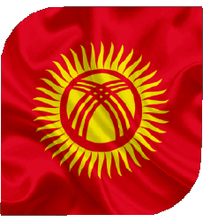 Drapeaux Asie Kirghizistan Carré 