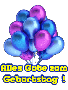Messages German Alles Gute zum Geburtstag Luftballons - Konfetti 004 