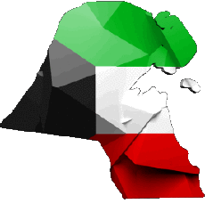 Banderas Asia Kuwait Mapa 