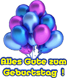 Messages German Alles Gute zum Geburtstag Luftballons - Konfetti 004 