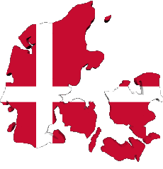 Bandiere Europa Danimarca Carta Geografica 