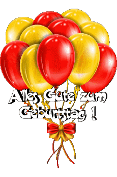 Messagi Tedesco Alles Gute zum Geburtstag Luftballons - Konfetti 007 