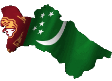 Fahnen Asien Turkmenistan Karte 