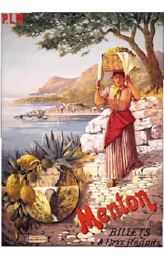 Menton-Humor -  Fun ART Retro Posters - Places France Cote d Azur 