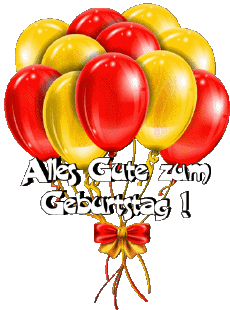 Messages German Alles Gute zum Geburtstag Luftballons - Konfetti 007 