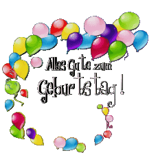 Messages Allemand Alles Gute zum Geburtstag Luftballons - Konfetti 012 