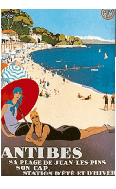 Antibes-Humour - Fun Art Affiches Rétro - Lieux France Cote d Azur 