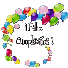 Mensajes Español Feliz Cumpleaños Globos - Confeti 012 