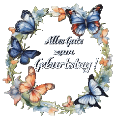 Messages German Alles Gute zum Geburtstag Schmetterlinge 007 