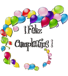 Mensajes Español Feliz Cumpleaños Globos - Confeti 012 