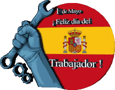 Messagi Spagnolo 1 de Mayo Feliz día del Trabajador - España 