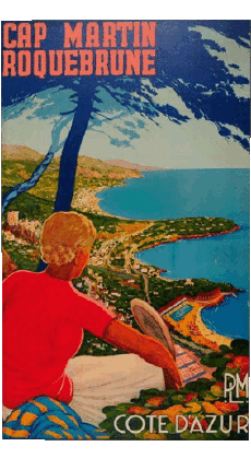 Cap martin-Humor -  Fun ART Retro Posters - Places France Cote d Azur 