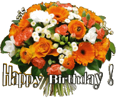 Nachrichten Englisch Happy Birthday Floral 006 