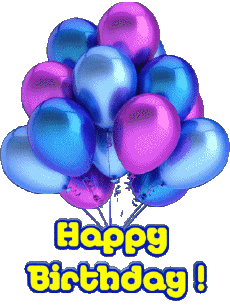 Nachrichten Englisch Happy Birthday Balloons - Confetti 004 