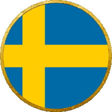 Flags Europe Sweden Round 