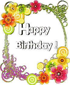 Nachrichten Englisch Happy Birthday Floral 013 